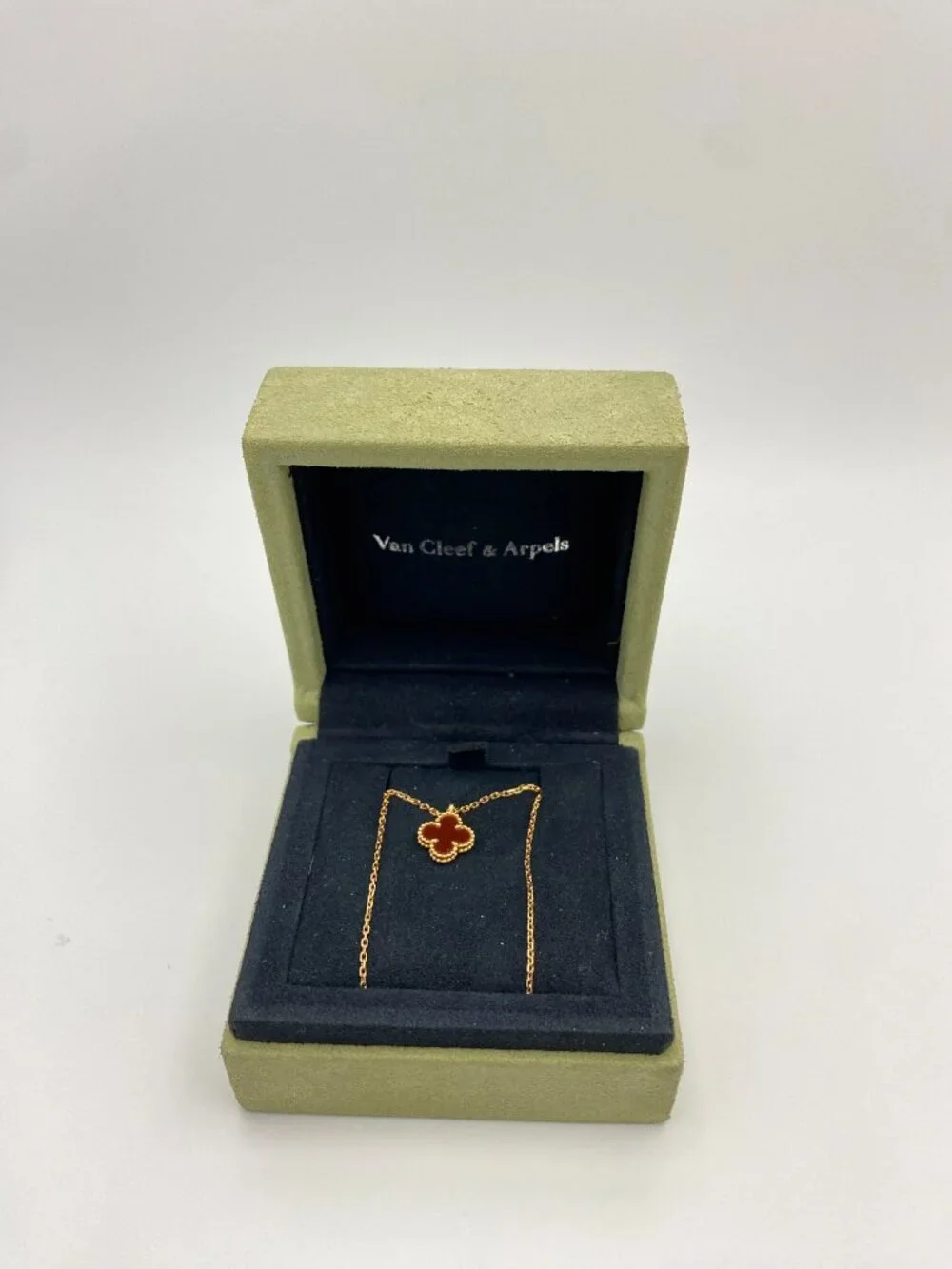 Van Cleef & Arpels Sweet Alhambra Carnelian Necklace Rose Gold Full Set